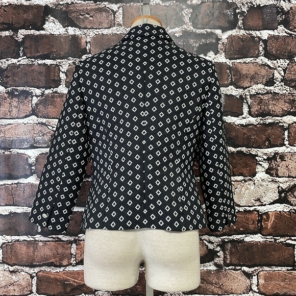 Vince Camuto Blazer Women's 6P 6 Petite Black White Jacket Collared - Picture 10 of 14